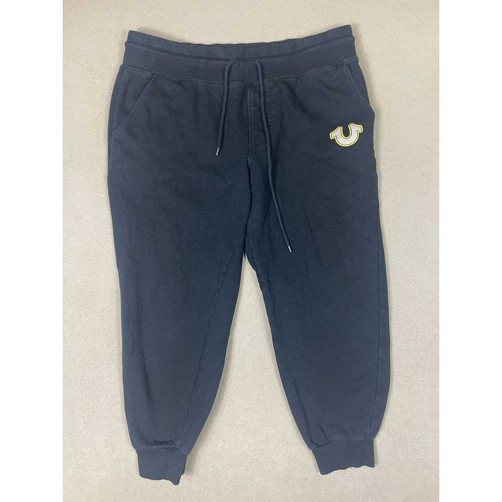 Tru Religion Sweatpants Men Large Black HS Puff Jogger Tapered Gym Workout Adult